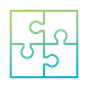 Icon of interconnected puzzle pieces