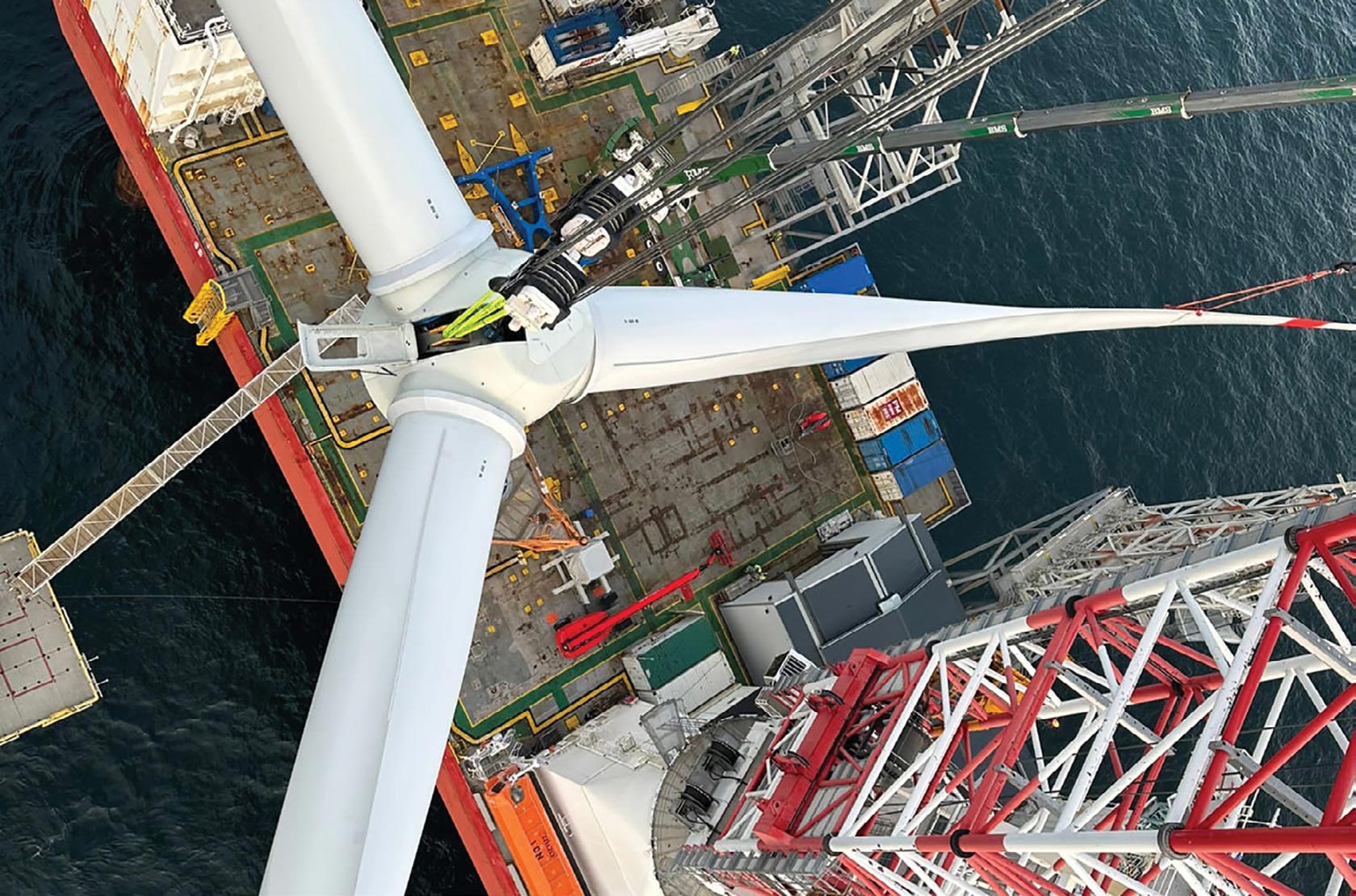 Overhead view of wind turbine