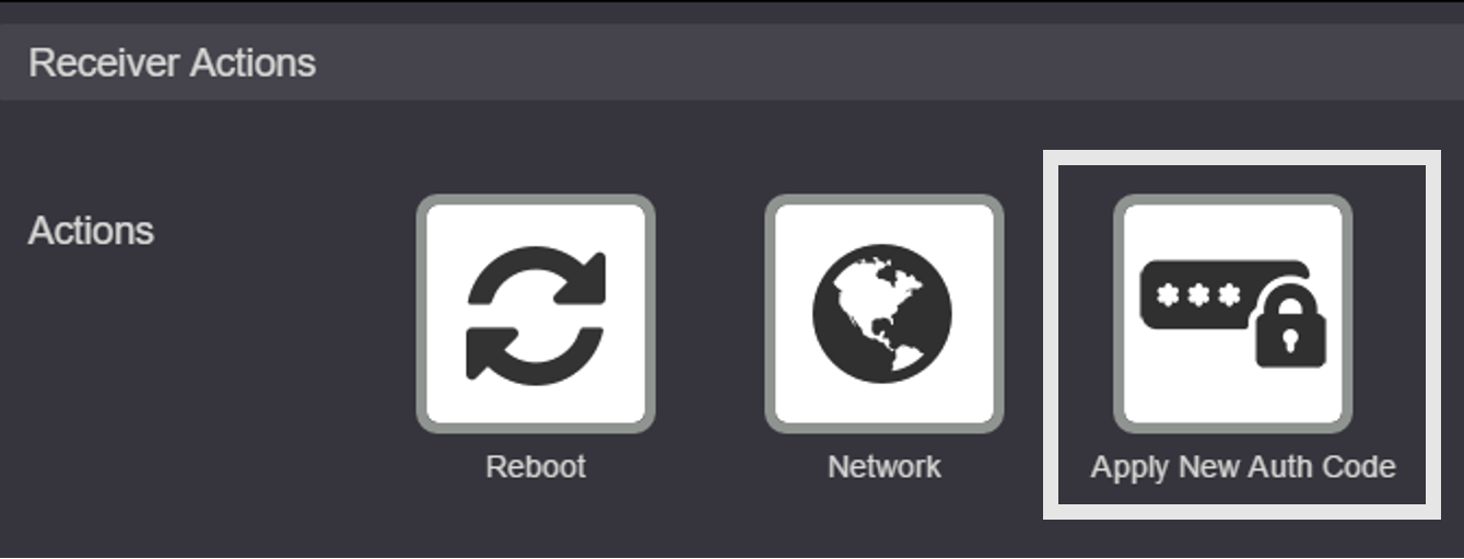 Within Receiver Actions select Apply New Auth Code